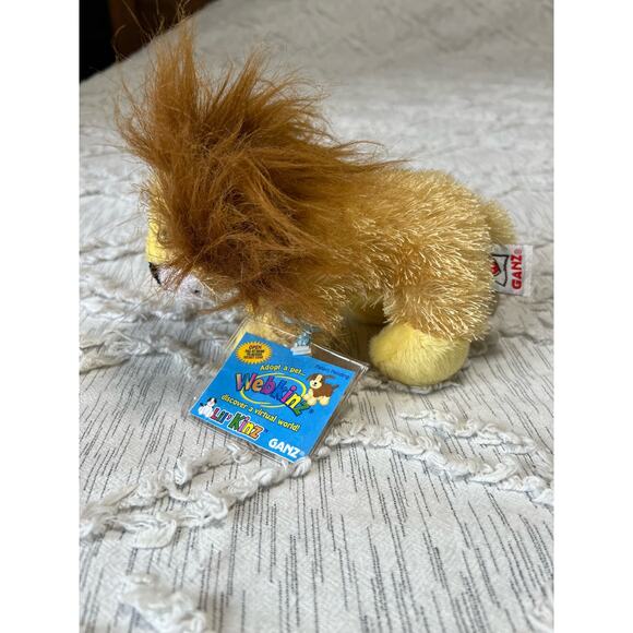 Ganz Webkinz Lion Plush Toy Yellow Brown Hairy Stuffed Animal Small - Picture 2 of 7